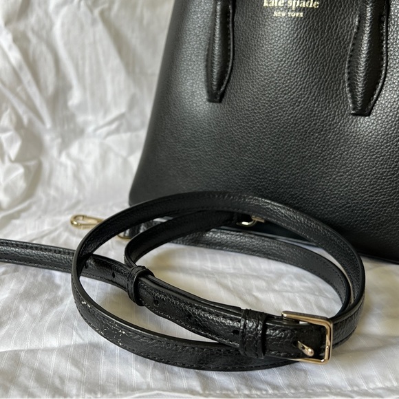 Kate Spade Small Eva Leather Satchel Crossbody Black Bag - Picture 9 of 10